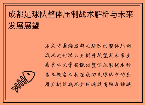 成都足球队整体压制战术解析与未来发展展望